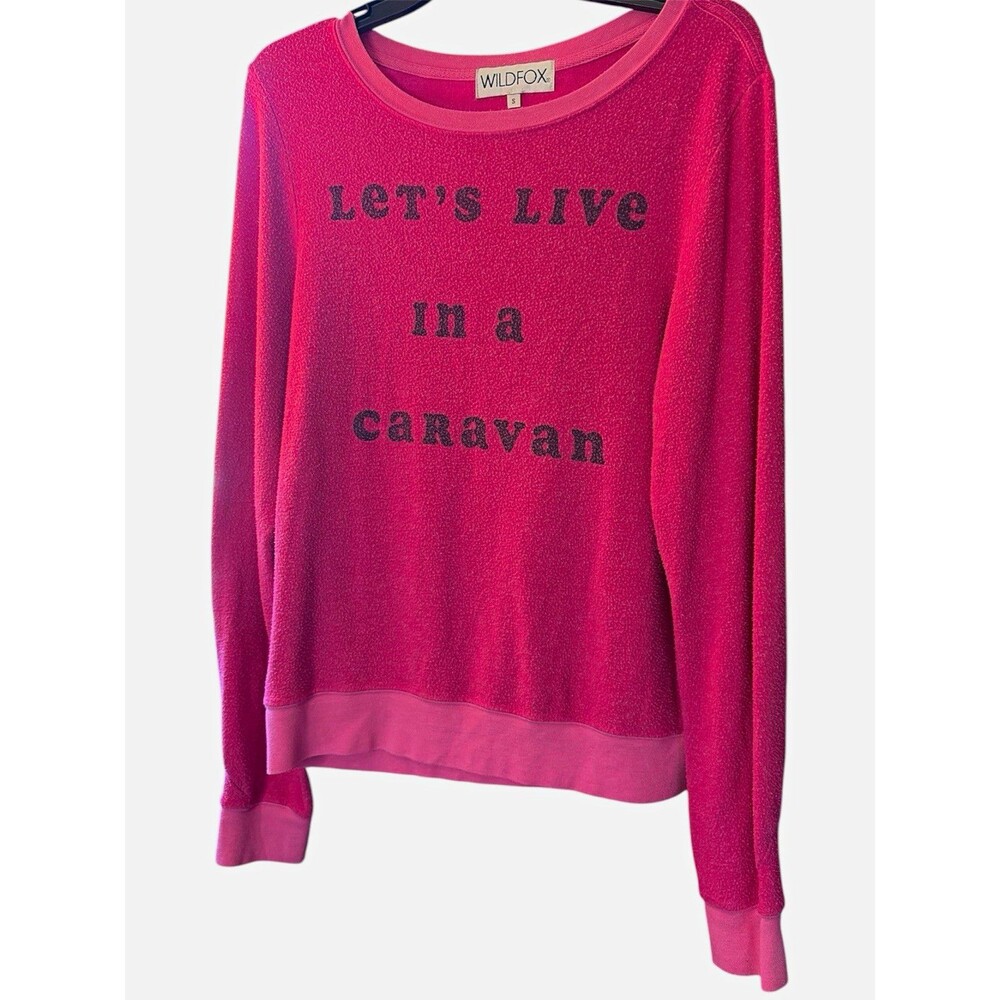 Wildfox Pink Graphic Print Crewneck Pullover Sweatshirt Women’s Size S